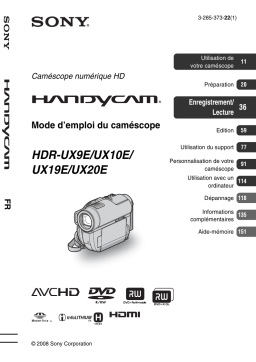 Sony HDR-UX20E Mode d'emploi