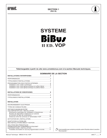 urmet domus MT124-021 F - Systeme Bibus II ed. VOP Manuel utilisateur | Fixfr