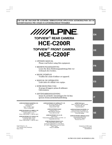 Manuel du propriétaire | Alpine HCE-C200 Manuel utilisateur | Fixfr