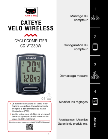 Cateye Velo Wireless [CC-VT230W] Computer Manuel utilisateur | Fixfr