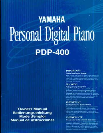 Manuel du propriétaire | Yamaha PDP-400 Manuel utilisateur | Fixfr