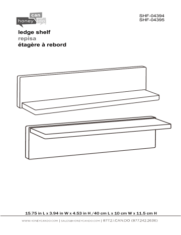 SHF-04399 | Mode d'emploi | Honey-Can-Do SHF-04395 15.75 in. x 3.94 in. L-Shape White Wall Shelf Decorative Shelf Guide d'installation | Fixfr