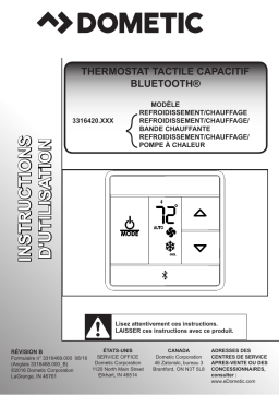 Dometic THERMOSTAT TACTILE CAPACITIF BLUETOOTH® Manuel utilisateur