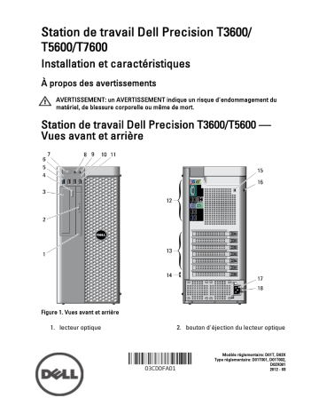 Dell Precision T5600 workstation Guide de démarrage rapide | Fixfr