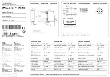 OXE7.E15T-11148276 | Baumer OXE7.E15T-L82E.SIMD.7AI Light-section sensor Manuel utilisateur | Fixfr