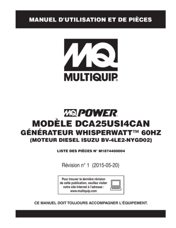 Mode d'emploi | MQ Power DCA25USI4CAN Génératrices Ultra-Silent Manuel utilisateur | Fixfr