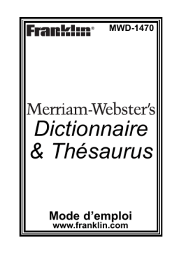 Ectaco Franklin MWD-1470 Merriam-Webster Dictionary Manuel utilisateur