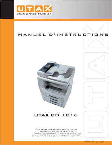 Mode d'emploi | Utax CD 1016 Copy System Manuel utilisateur | Fixfr