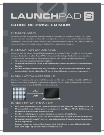 Guide de démarrage rapide | Novation Launchpad S Control Pack Manuel utilisateur | Fixfr