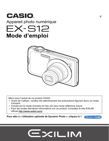 Manuel du propriétaire | Casio EX-S12 Manuel utilisateur | Fixfr