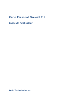 KERIO TECHNOLOGIES PERSONAL FIREWALL 2.1 Manuel utilisateur