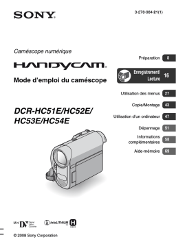 Sony DCR HC54E Mode d'emploi