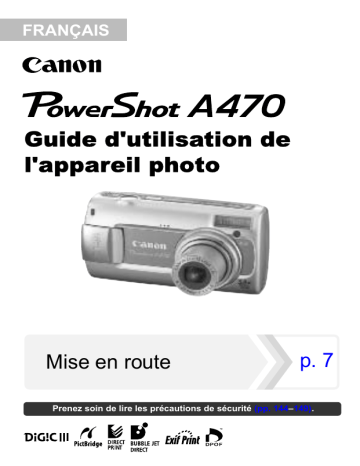 Mode d'emploi | Canon PowerShot A470 Manuel utilisateur | Fixfr