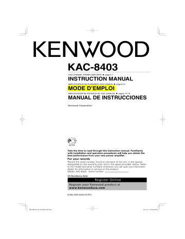 Manuel du propriétaire | Kenwood KAC-8403 Manuel utilisateur | Fixfr