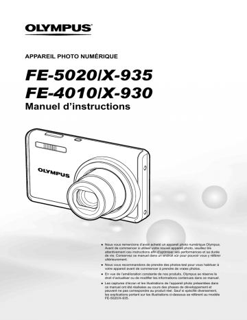 X930 | FE5020 | FE4010 | Mode d'emploi | Olympus X935 Manuel utilisateur | Fixfr