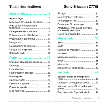 Manuel du propriétaire | Sony Ericsson Z770 Manuel utilisateur | Fixfr