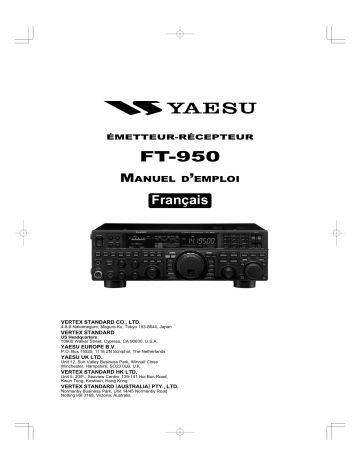 Manuel du propriétaire | YAESU FT-950 Manuel utilisateur | Fixfr