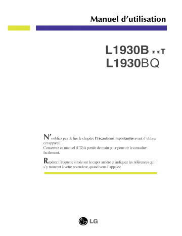 LG L1930BSNT Manuel du propriétaire | Fixfr