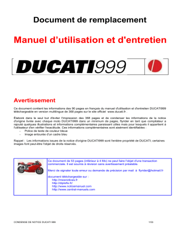 Manuel du propriétaire | Ducati 999 Manuel utilisateur | Fixfr