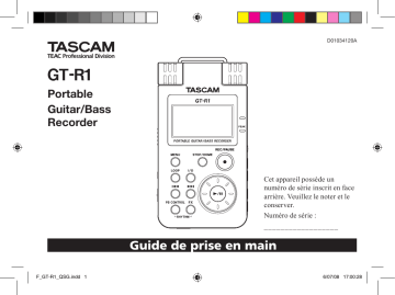 Mode d'emploi | Tascam GT R1 Manuel utilisateur | Fixfr