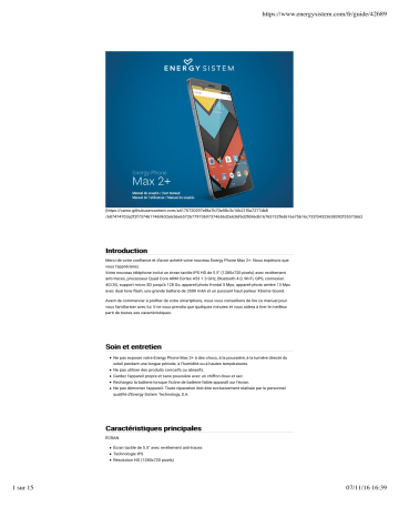 ENERGY SISTEM Energy Phone Max 2+ Mode d'emploi | Fixfr
