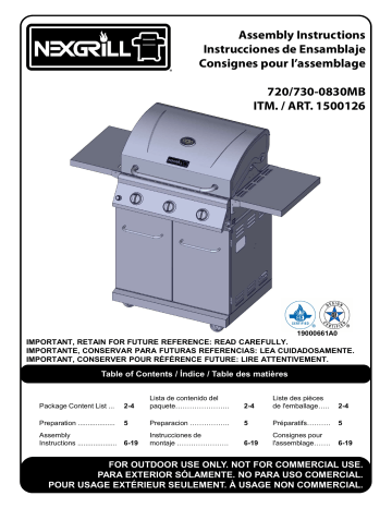 Manuel du propriétaire | Nexgrill 720-0830PMB Costco Manuel utilisateur | Fixfr