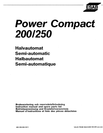 ESAB POWER COMPACT 200 Manuel utilisateur | Fixfr