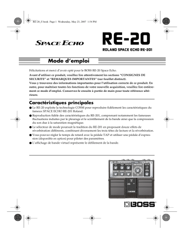 Manuel du propriétaire | Roland RE-20 Manuel utilisateur | Fixfr