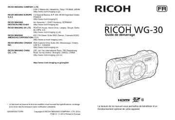 Guide de démarrage rapide | Ricoh WG-30 Manuel utilisateur | Fixfr