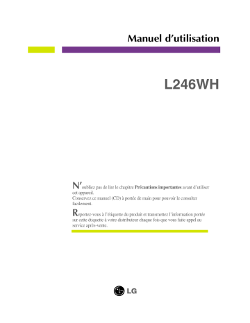 LG L246WH-BN Manuel du propriétaire | Fixfr