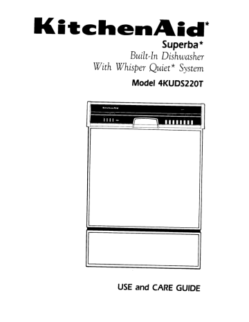 KitchenAid 4KUDS220T Dishwasher User Manual | Fixfr