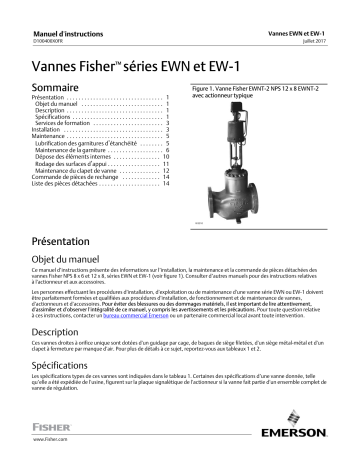 Mode d'emploi | Fisher Vannes séries EWN et EW‐1 ( EWN Series and EW-1 Series Valves) Manuel utilisateur | Fixfr