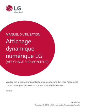 LG 75XS2E-B Manuel du propriétaire | Fixfr