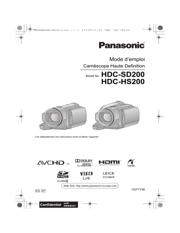 HDC HS200 | Panasonic HDC SD200 Mode d'emploi | Fixfr