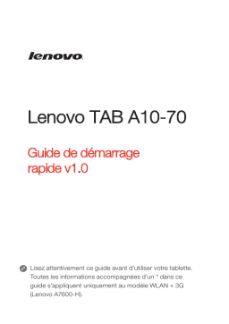 Lenovo IdeaTab A10-70 Manuel utilisateur