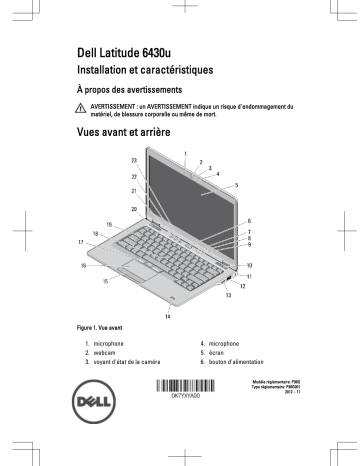 Dell Latitude 6430u laptop Guide de démarrage rapide | Fixfr