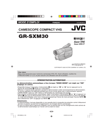 JVC GR SXM30 Mode d'emploi | Fixfr
