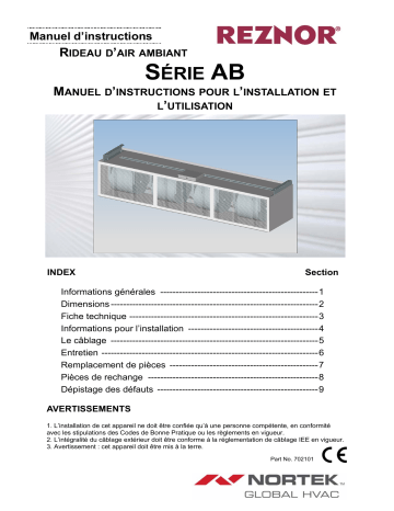 Mode d'emploi | Reznor AB industrial air curtains Manuel utilisateur | Fixfr