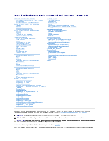 Dell Precision 650 workstation Manuel utilisateur | Fixfr