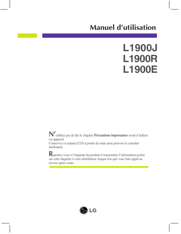 L1900J-BF | LG L1900R-BF Manuel du propriétaire | Fixfr