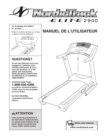 E2900 Treadmill | NordicTrack ELITE NTL16905.0 Manuel utilisateur | Fixfr