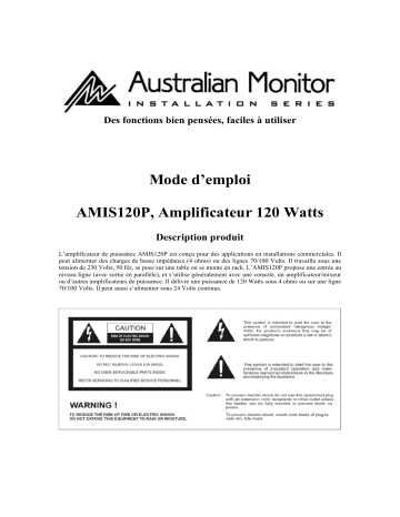Manuel du propriétaire | AUSTRALIAN MONITOR AMIS120P Manuel utilisateur | Fixfr