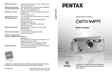 Pentax Série Optio WPi Mode d'emploi | Fixfr