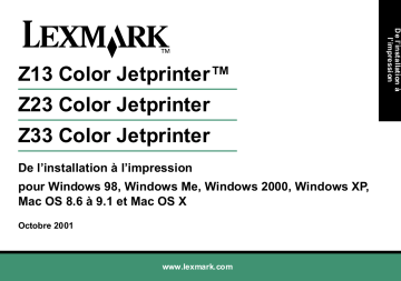 Manuel du propriétaire | Lexmark Z13 Manuel utilisateur | Fixfr