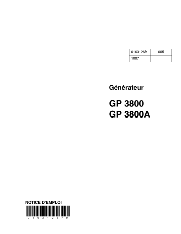 Wacker Neuson GP3800A Portable Generator Manuel utilisateur | Fixfr