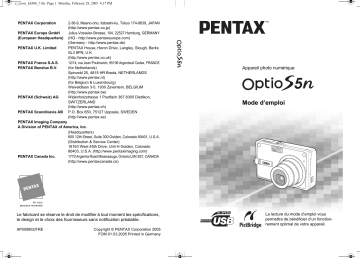 Pentax Série Optio S5n Mode d'emploi | Fixfr