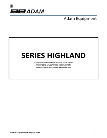 Adam Equipment HCB HCB M Highland® Approved Portable Precision Balance Manuel utilisateur | Fixfr
