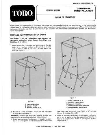 Guide d'installation | Toro Snow Cab, Two Stage Snowthrowers Attachment Manuel utilisateur | Fixfr