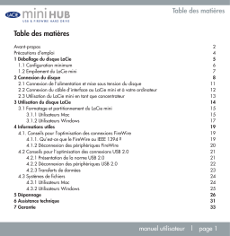 LaCie MINI HARD DRIVE & HUB Manuel utilisateur