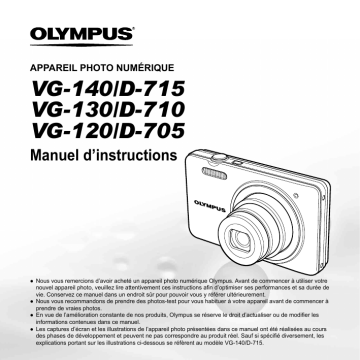 VG120 | D705 | VG140 | VG130 | D710 | Olympus D715 Mode d'emploi | Fixfr